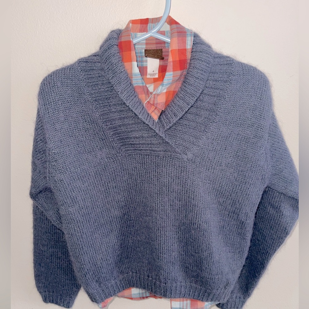 Tea and Elephantite Boys Sweater (alpaca) and Button Down Shirt size 4